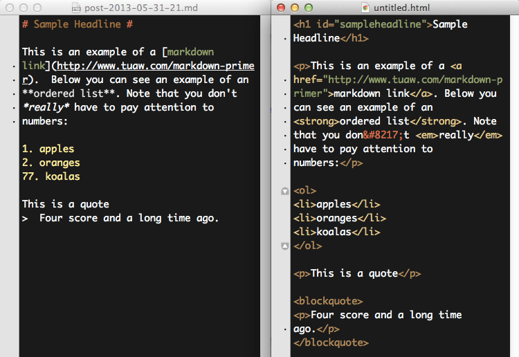 markdown vs html